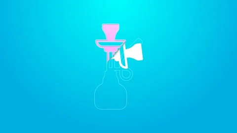 Pink line Hookah icon isolated on blue background. 4K Video motion graphic Stock Footage 168587965
