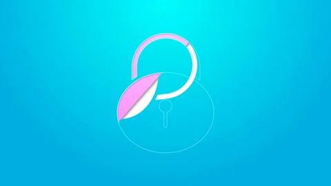 Pink line Lock icon isolated on blue background. Padlock sign. Security, safety Stock Footage 144645138