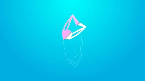 Pink line Magic stone icon isolated on blue background. Fantasy crystal. Jewelry Video stock 159321624