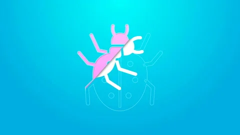 Pink line Mite icon isolated on blue background. 4K Video motion graphic Stock Footage 144792979