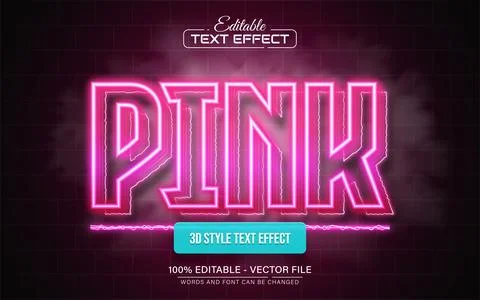Pink line neon light text effect editable Stock Illustration