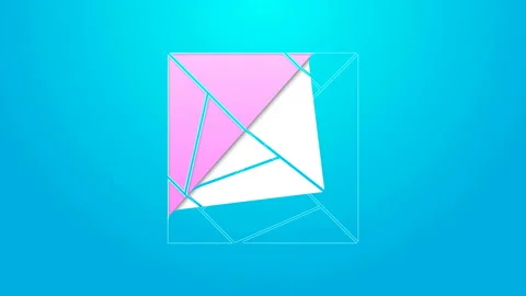 Pink line Rubik cube icon isolated on blue background. Mechanical puzzle toy Stock Footage 144896388