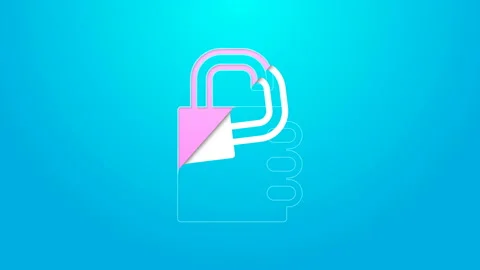 Pink line Safe combination lock icon isolated on blue background. Combination Stockbeeldmateriaal 144644935