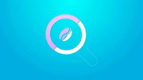 Pink line Selection coffee beans icon isolated on blue background. 4K Video Stock Footage 144574485