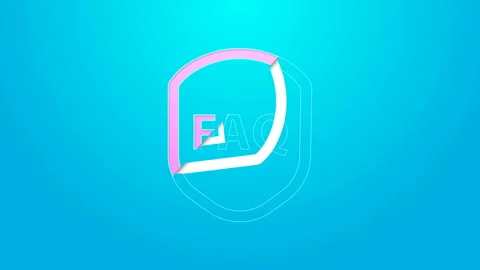 Pink line Shield with text FAQ information icon isolated on blue background Stock Footage 144641441
