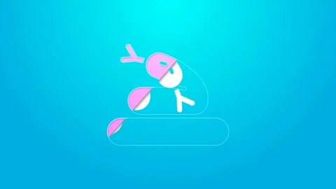 Pink line Snake icon isolated on blue background. 4K Video motion graphic Stock Footage 144792003