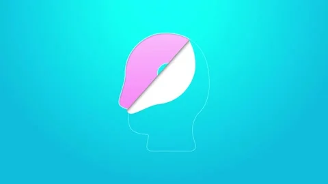 Pink line Solution to the problem in psychology icon isolated on blue background Stock Footage 155836943