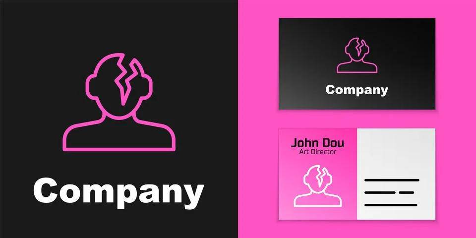 Pink line Solution to the problem in psychology icon isolated on black Illustrazione stock