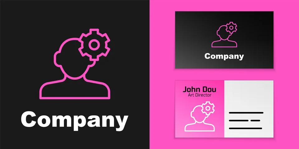 Pink line Solution to the problem in psychology icon isolated on black イラスト素材