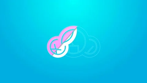 Pink line Speedometer icon isolated on blue background. 4K Video motion graphic Stock Footage 144573725