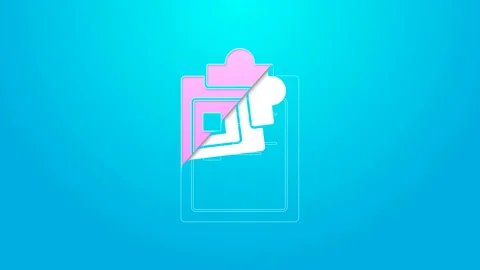 Pink line Sport training program or fitness plan icon isolated on blue Stock Footage 144571935