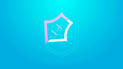Pink line System bug concept icon isolated on blue background. Code bug concept Stock Footage 144706655