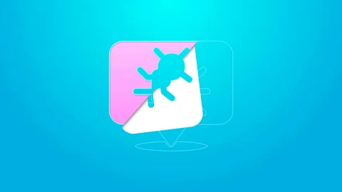 Pink line System bug concept icon isolated on blue background. Code bug concept Stock Footage 144707325