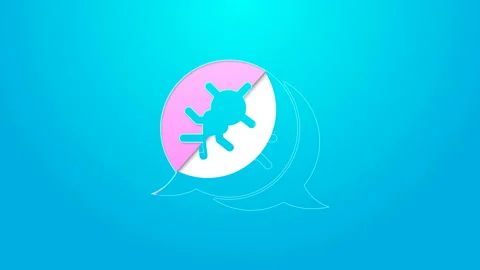 Pink line System bug concept icon isolated on blue background. Code bug concept Stock Footage 144707469