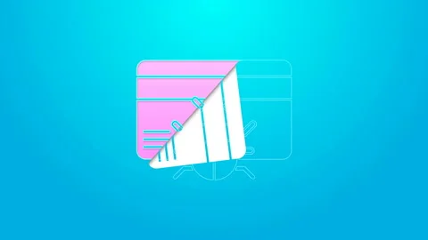 Pink line System bug in credit card icon isolated on blue background. Code bug Stock Footage 144706704