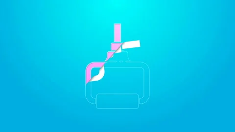 Pink line TPX loop training equipment icon isolated on blue background. Sport Video stock 144572476