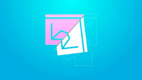 Pink line Training, presentation icon isolated on blue background. 4K Video Stock Footage 144710348