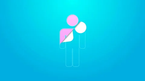 Pink line User of man icon isolated on blue background. Business avatar symbol Stock Footage 144708937