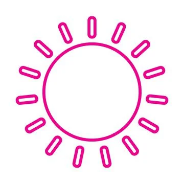 Pink line vector sun icon isolated on white background Stock Illustration