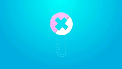 Pink line Wrong key icon isolated on blue background. 4K Video motion graphic Stock Footage 144645046