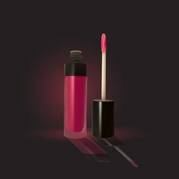 Pink lip gloss on a dark background. Stock Illustration