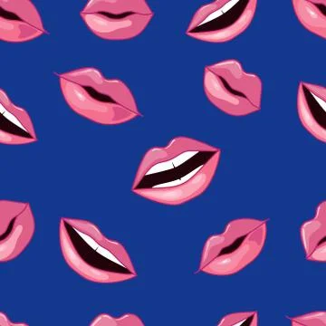 Pink Lips Pattern. Vector Illustration Stock Illustration