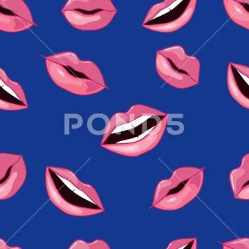 Pink Lips Pattern. Vector Illustration Ilustraciones de archivo