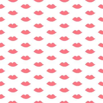 Pink lips seamless handdrawn pattern Stock Illustration