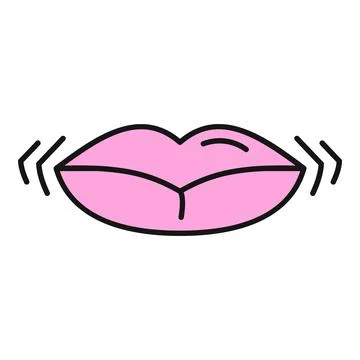 Pink lips vibrating expressing shivering or talking concept Stock Illustration