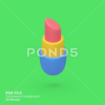 Pink lipstick isolated 3d render icon illustration Modello PSD