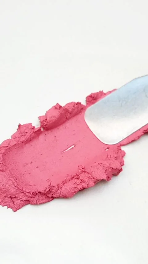 Pink Lipstick Swatch on White Background, Makeup Product Photography, Cosmetic  库存影片 334101799
