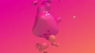 Pink Liquid Balls Merging. Black Background. Abstract Animation, 3D Render. Stock Footage