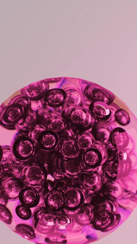 Pink Liquid Bubbles Animation - Abstract Organic Spheres Loop Stockbeeldmateriaal 319740249
