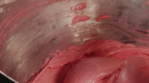 Pink liquid, colorful cooking. Baking strawberry cake. Stock Footage 149123732