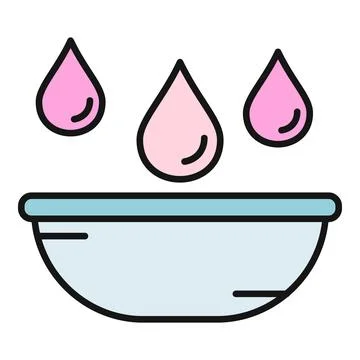 Pink liquid drops falling into a blue bowl Stock Illustration