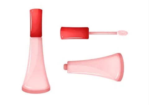Pink liquid lip gloss in flat cartoon style Stock Illustration