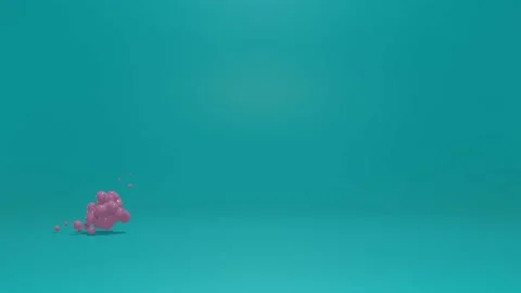 Pink liquid moving on a blue background 3D Render Stock Footage 141910064