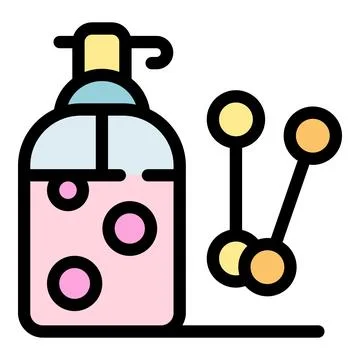 Pink liquid soap bottle with pump and ear sticks for hygiene Stock Illustration
