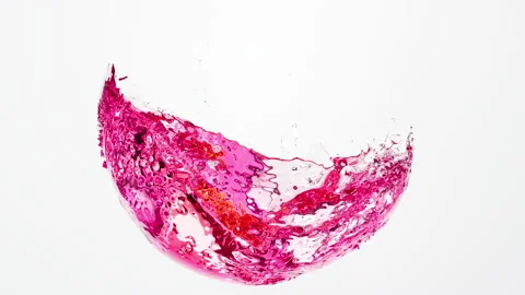 Pink liquid splash on white background isolated 3D render Stock Footage 225776884