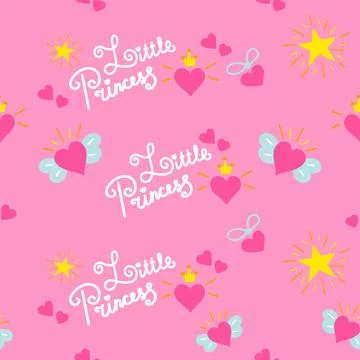 Pink little princess pattern vector Stock Illustration