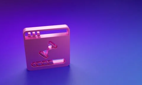 Pink Loading a data window with a progress bar icon isolated on purple-blue.. 스톡 일러스트