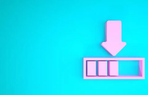 Pink Loading icon isolated on blue background. Download in progress. Progress Stockillustratie