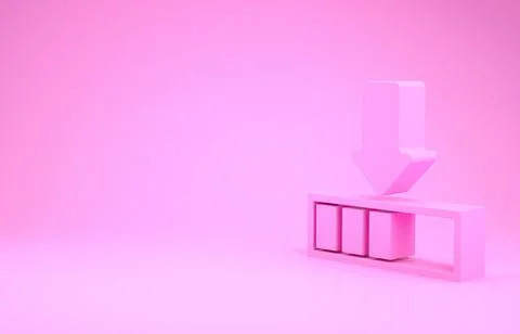 Pink Loading icon isolated on pink background. Download in progress. Progress Illustrazione stock