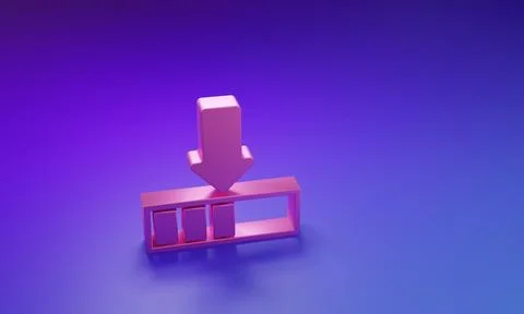 Pink Loading icon isolated on purple-blue background. Download in progress... Stockillustratie