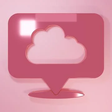 Pink Location cloud icon isolated on pink background. Minimalism concept. 3.. Stock Illustration
