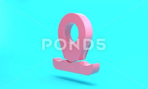 Pink Fishing float icon isolated on turquoise blue background