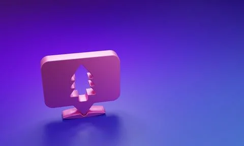 Pink Location of the forest on a map icon isolated on purple-blue backgroun.. 스톡 일러스트