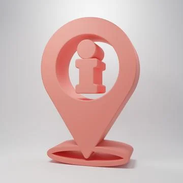 Pink Location with information icon isolated on pink background. Minimalism.. Stock Illustration
