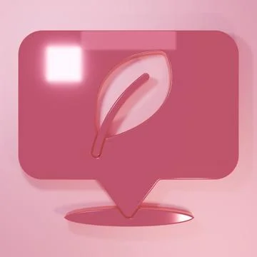 Pink Location with leaf icon isolated on pink background. Eco energy concep.. Stock Illustration