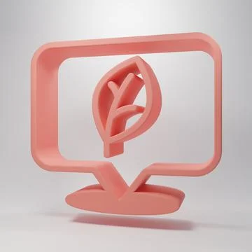 Pink Location with leaf icon isolated on pink background. Eco energy concep.. Stock Illustration